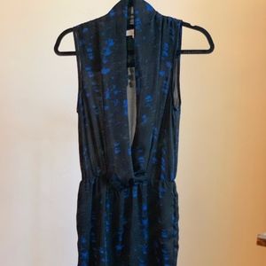 Silk Black and Bright Blue Parker Dress